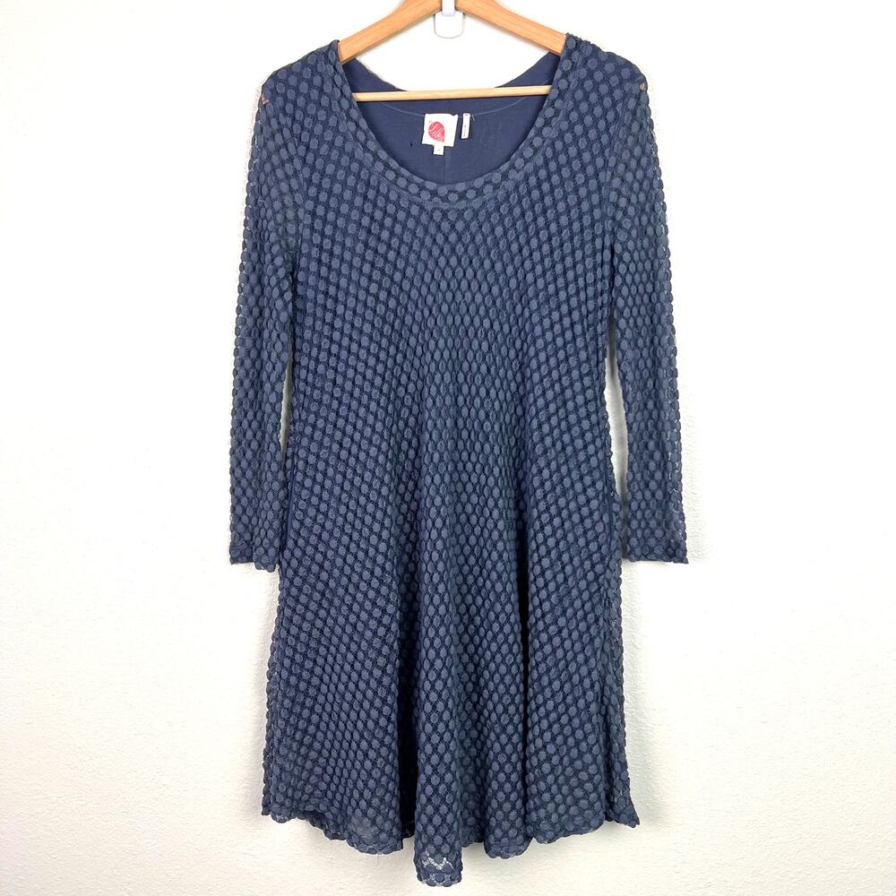 Anthropologie Lilka Arnica Swing Dress Medium Sheer Polka Dot Lace Long Sleeve - Picture 2 of 9